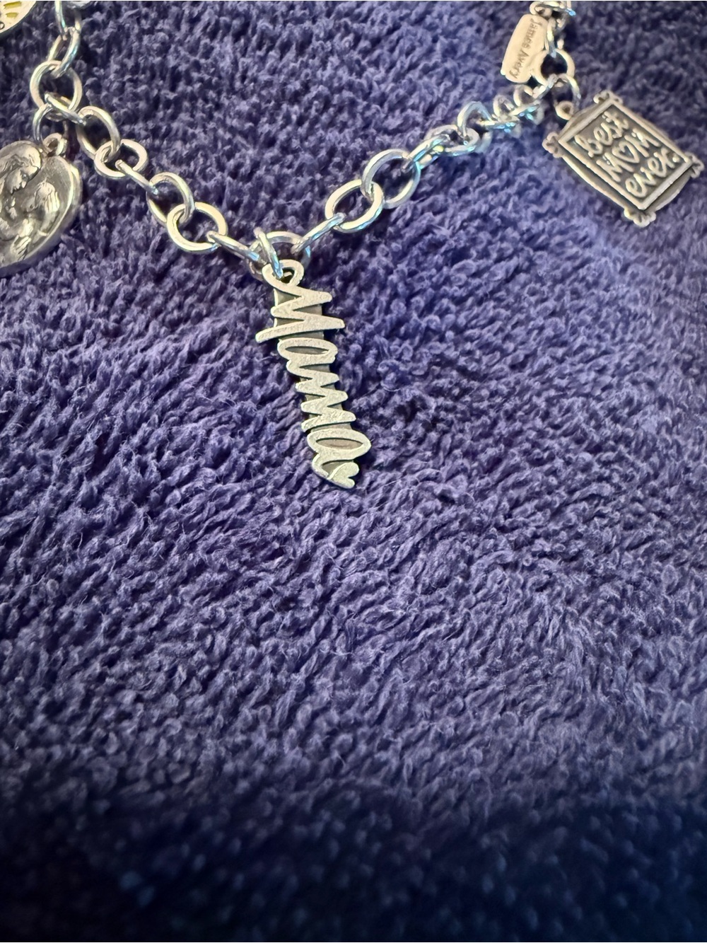 James Avery Charm Bracelet with Mama Charms .925 Sterling Silver Size Medium - Picture 3 of 7